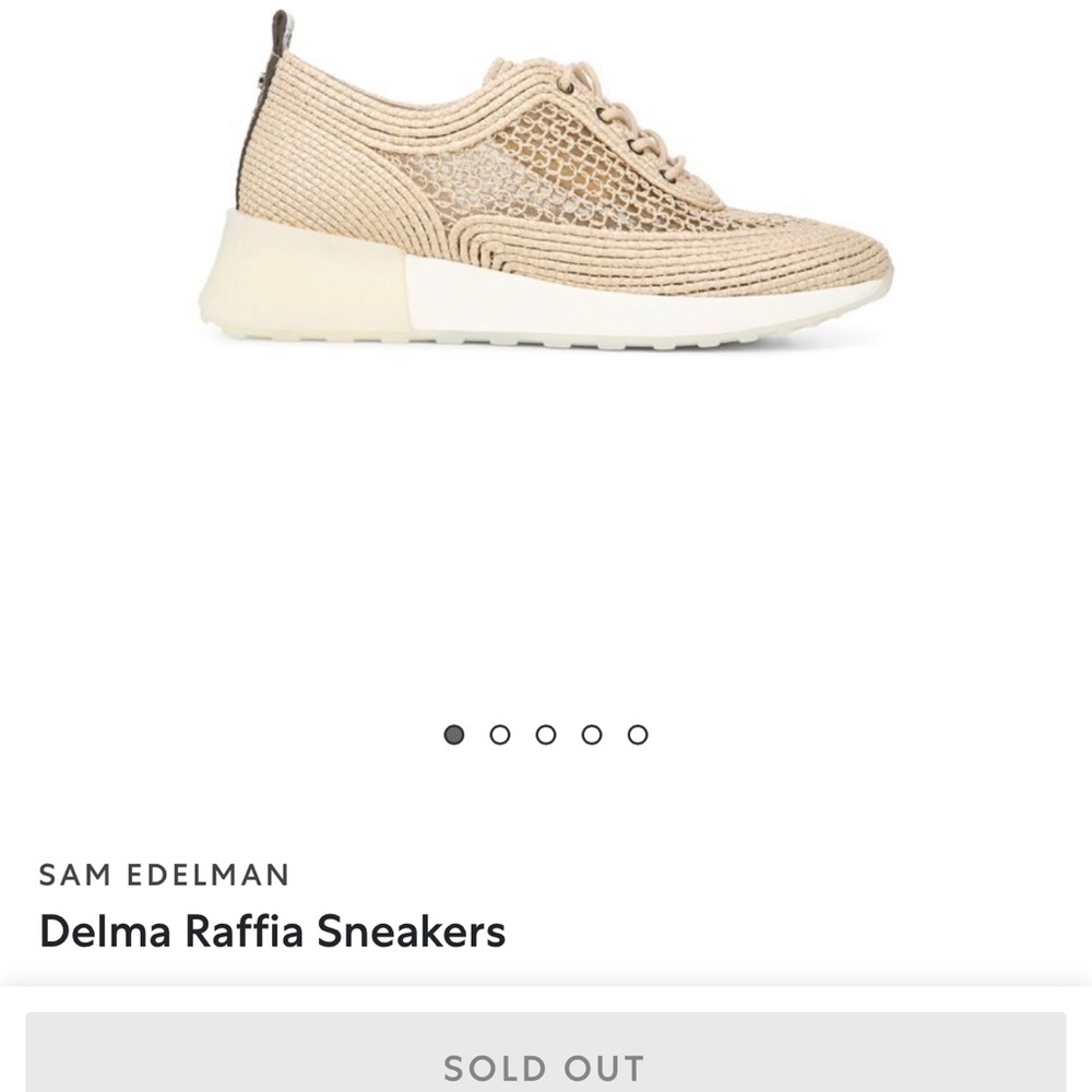 SAM EDELMAN Delma Raffia Nude Lace Up Sneakers Size 8.5